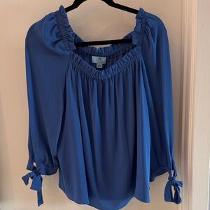 CeCe Royal Blue Blouse with Tie Sleeves